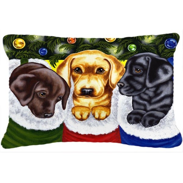 Jensendistributionservices Christmas Stocking Surprise Labrador Fabric Decorative Pillow MI2556913
